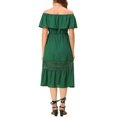 thumbnail image 3 of INSPIRE CHIC Women's Dress Flutter Sleeve Off The Shoulder Ruffle Lace Insert Maxi Dresses XS Dark Green, 3 of 7