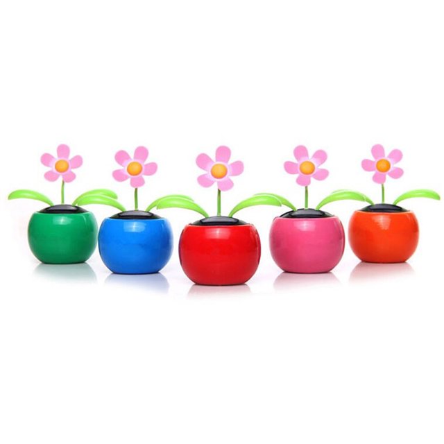 Solar Powered Dancing Flower 4 Pcs Random Color Solar Powered Dancing Flower Plastic Solar Dancing Flowers Shaking Head Car Office Desk Decoration