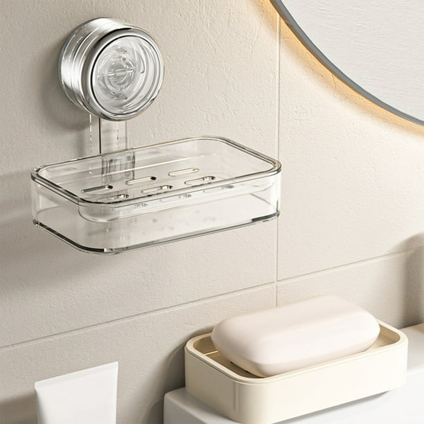 Jabonera De Pared Con Ventosa, De Plástico, Sin Necesidad De Taladrar, Transparente.,Vsgery