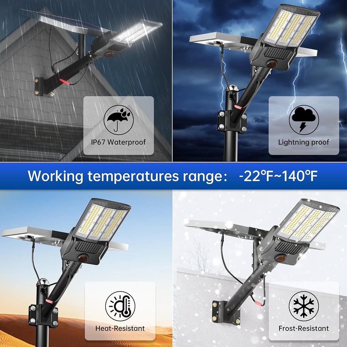 Gefolly 15000W Solar Street Lights, 1950000 LM, Dusk to Dawn, IP67 Waterproof for Outdoor Courtyard, Patio, Road