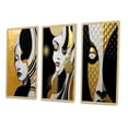 thumbnail image 3 of Designart "Minimalist Glamour Portrait of an Exquisite Young Woman I" Fashion Woman Framed Wall Art Set Of 3 - Gold Glam Frame Gallery Set For Office Decor, 3 of 6