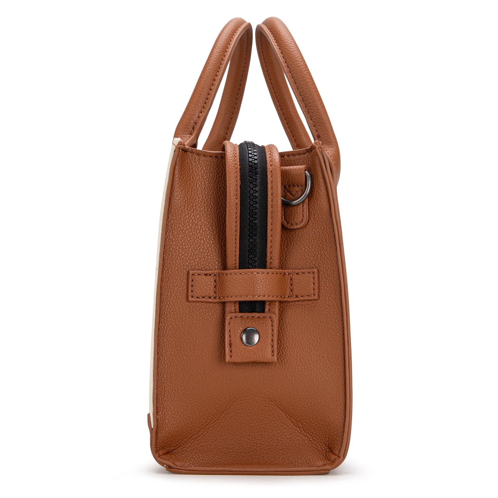 Wrangler Medium Tote Bag for Women Canvas Structured Satchel Purse with Braided Straps Top-handle Handbag with Zipper Pocket, Brown