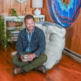 thumbnail image 6 of Big Joe Roma Bean Bag Chair, Oat Sherpa and Graphite, Vegan Suede, 3 feet, 6 of 8