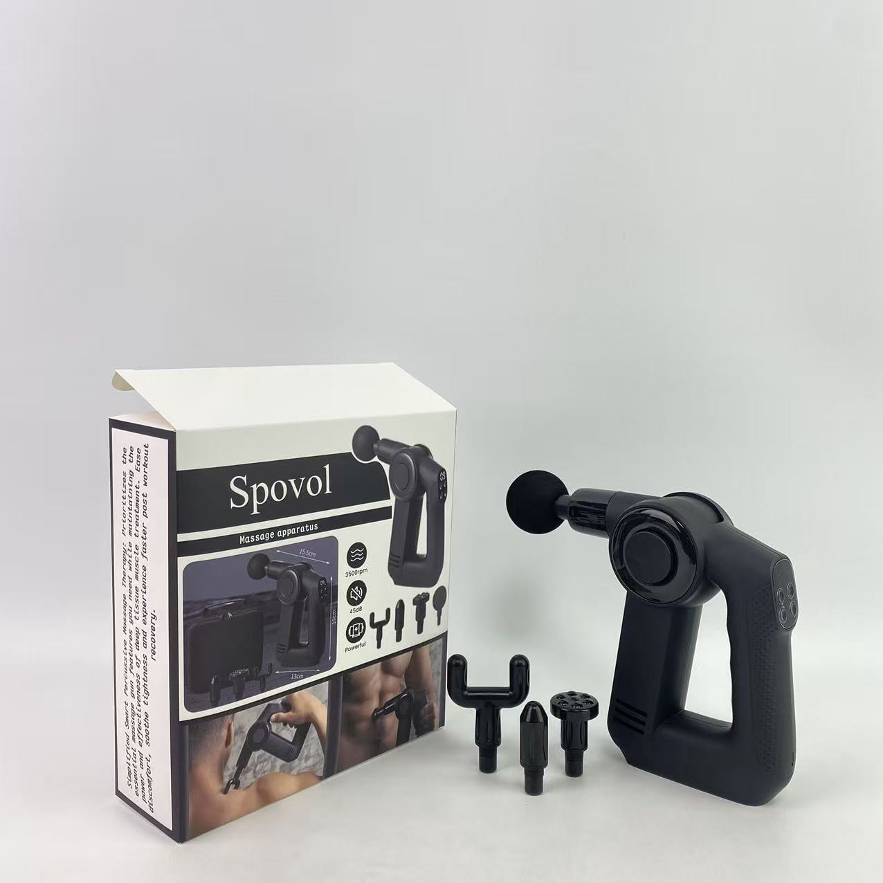 Spovol Massage apparatus,Quiet Deep Tissue Therapy Massage Gun - Bluetooth Enabled, Electric Percussion Massage Gun & Personal Massager for Pain Relief in Neck (Black - 5th Gen)