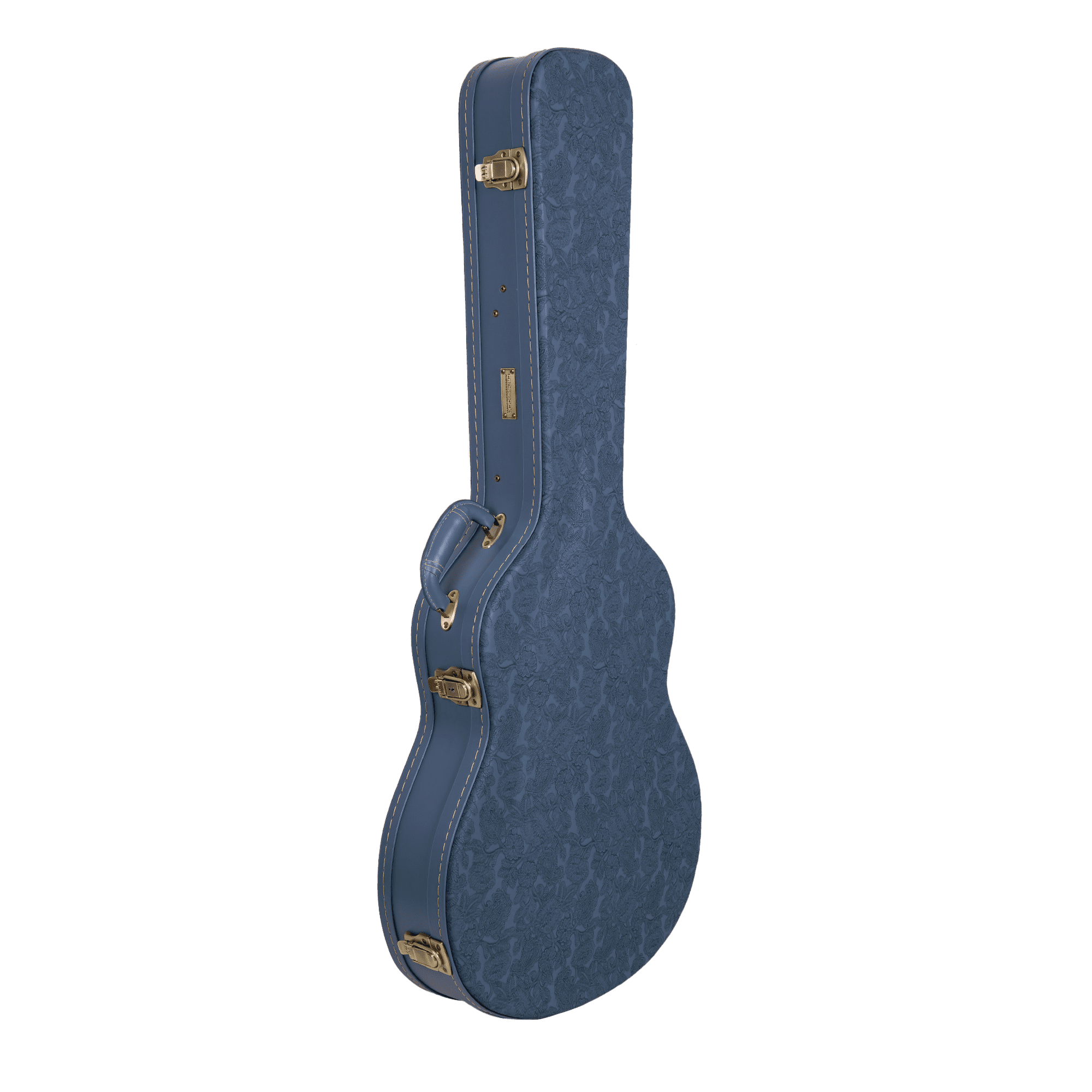 Crossrock Relief Series - Premium Wooden Case for 335 Style 6-string Semi-Hollow Electric Guitars, featuring a Highly Textured Surface and Mink Imitation Fleece Interior - Smoke Blue