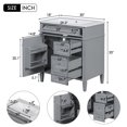 thumbnail image 2 of KYLE & KAY 30" Bathroom Vanity Cabinet Set with Sink, Bathroom Vanity Combo with Storage Cabinet, 2 Drawers and a Tip-Out Drawer ,Solid Wood Frame,Metal Handles,Grey, 2 of 7
