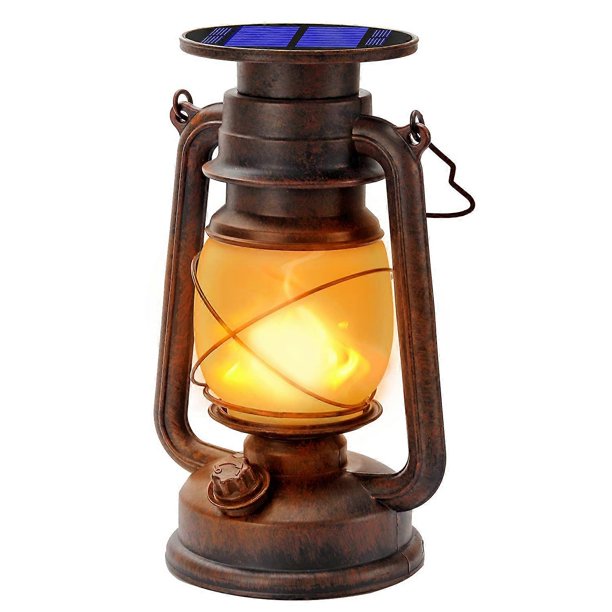 Solar Lanterns Outdoor LED Hurricane Lantern Lantern with Flame Effect Decorative LED Hurricane Lantern Retro Design Waterproof for Garden,Paths,Lands