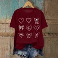 thumbnail image 2 of yueewhu Valentines Shirt for Women Romantic Love Heart Bow T-Shirts Valentine Day Lover Tee Tops (Wine, M), 2 of 6