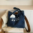 thumbnail image 4 of Bolso de lona vaquera retro americano, bolso de hombro bordado de gran capacidad, bolso versátil para estudiantes que viajan a clase., 4 of 5