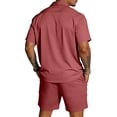 thumbnail image 4 of Men's 2 Pieces Summer Short Sets Short Sleeve Button Down Shirts Summer Beach Shorts Casual Vacation Outfits, 4 of 6
