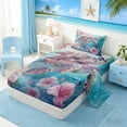 thumbnail image 2 of Manfei Oil Painting Sea Turtle Twin Sheet Sets for Kids Boys and Girls, Pink Floral Bedding 3 Pieces, 1 Flat Sheet, 1 Fitted Sheet and 1 Pillowcase, 2 of 6