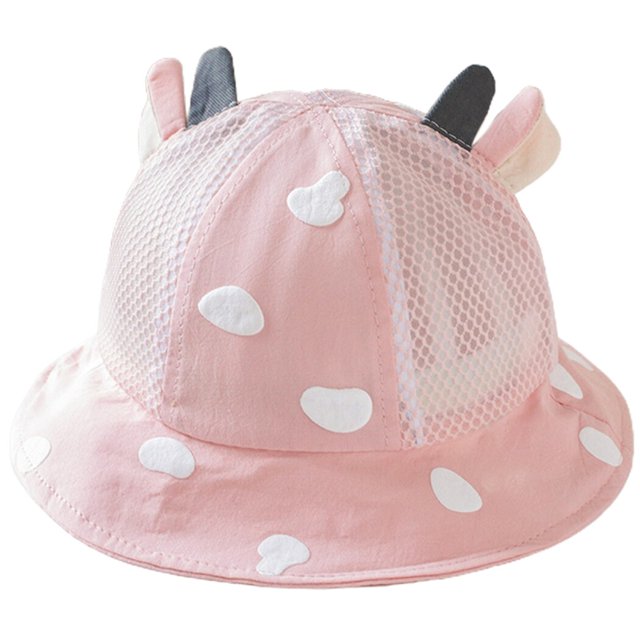 Gorra de pescador para niños decorativa: Sombrero informal de cubo para bebé con dibujos animados, sombrero con protección solar