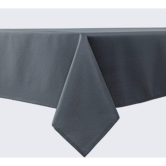 Biscaynebay Textured Fabric Tablecloths 52 X 70 Inches Rectangular, Dark Grey Water Resistant Tablecloths for Dining, Kitchen, Wedding and Parties etc. Machine Washable