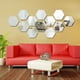12Pcs Acrylique Hexagone 3D Art Miroir Mur Autocollant Maison Décor Couleur: Argent Taille: 46x40x23mm – image 5 sur 8