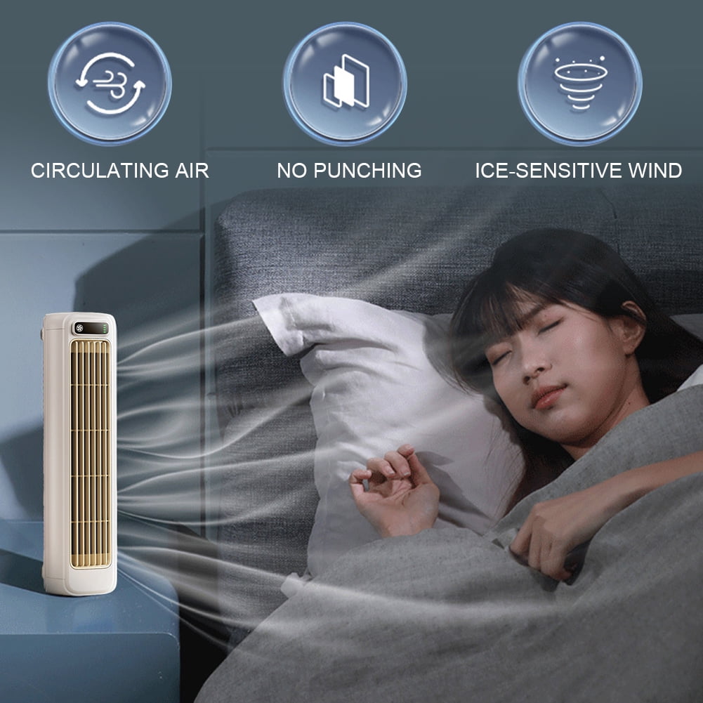 HUISZJ Cooling Fan, Portable Desktop Tower Fan, 3 Speeds Rechargeable Cooling Fan for Kitchen Bedroom Travel (White)