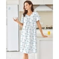 thumbnail image 4 of Ekouaer Nightgowns for Women Cotton House Dress with Pockets Short Sleeve Mumu Dress Embroidered Lounge Dress, 4 of 6