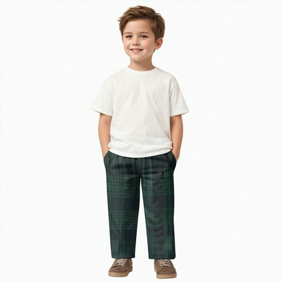 Hessimy Boys Camo Pants Kids Pull On Drawstring Youth Camouflage Cargo Joggers Cargo Pants For Men Stretch (Dark Green,4-5 Years)