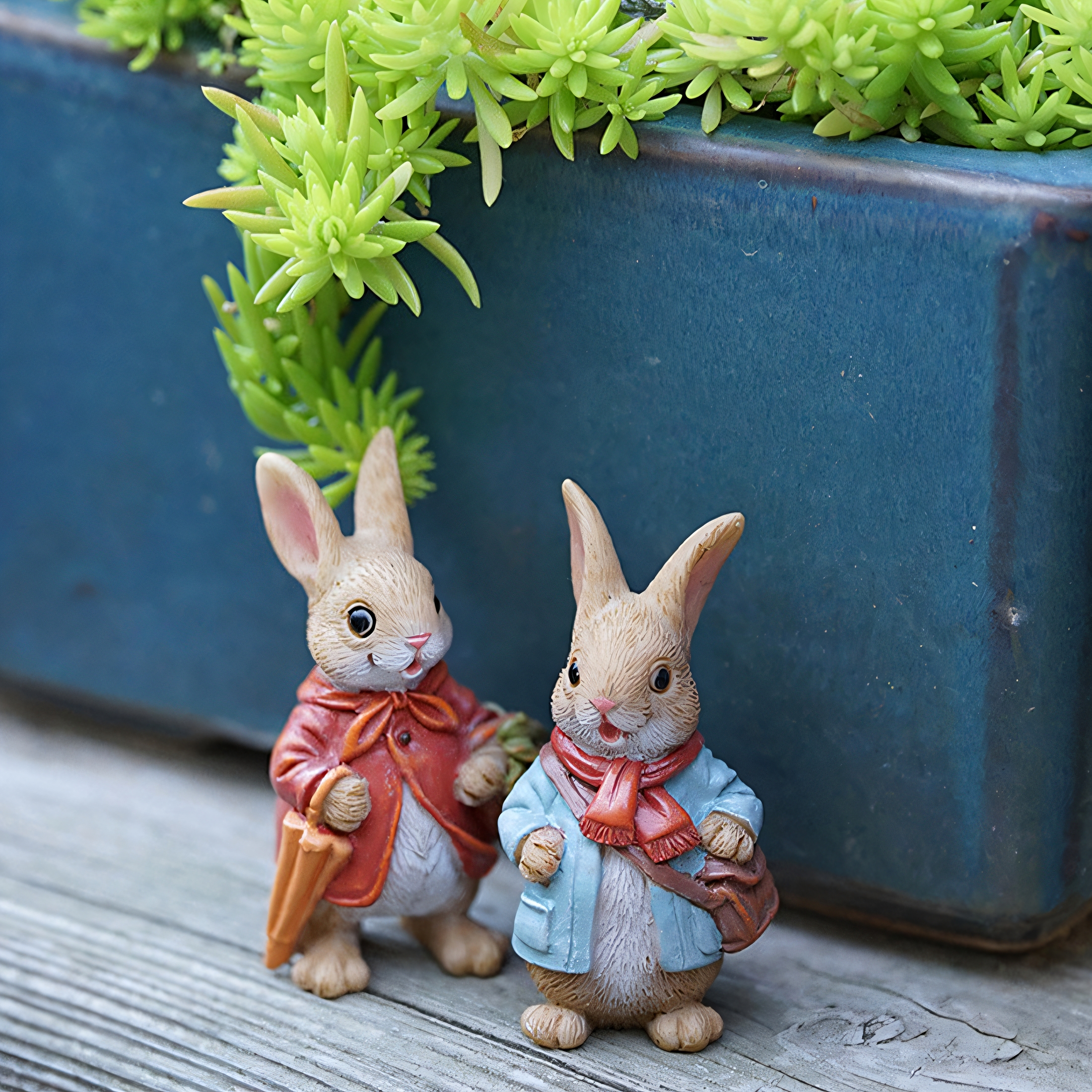 ICERUN 3Pcs Garden Statues,Resin Rabbit Sculpture Yard Decor,Fade Resistant Garden Statues for Outside,Style2