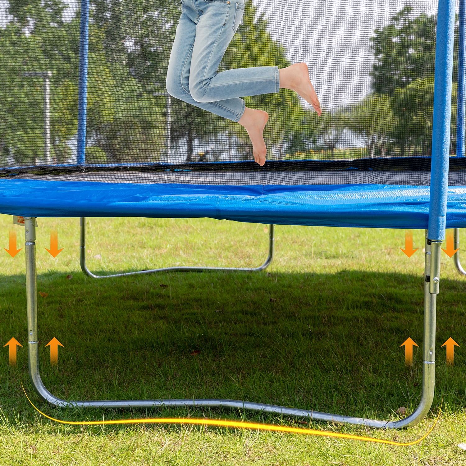 Kadyn 8FT Jumping Toddler Trampoline, Kids Outdoor Trampoline with Safety Enclosure Net for Kids and Adults, Blue