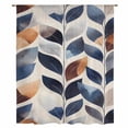 thumbnail image 2 of Navy Blue Burnt Orange Sheer Curtains 45 Inches Long, Botanical Palm Leaf Abstract Light Filering Curtains, Breathable Simi Curtain Privacy Drapes for Kitchen Bathroom Small Window Treatment, 2 of 9