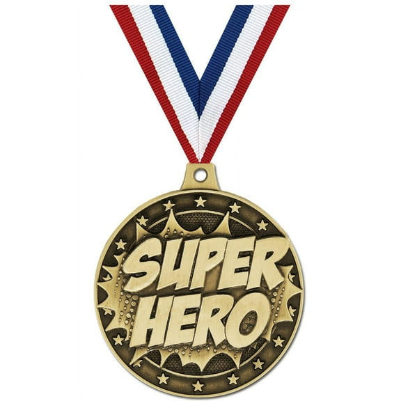 Superhero Medals, 2" Gold Diecast Superhero Medal Award 1 Pack