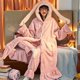 thumbnail image 1 of Conjunto de pijama de franela con capucha para mujer, ropa de dormir cómoda, bonita, Kawaii, gruesa, para el hogar, invierno, navidad, 1 of 3