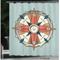 thumbnail image 4 of Ambesonne Vintage Shower Curtain, Cruise Compass Grunge, 69"Wx84"L, Pale Orange Turquoise, 4 of 5