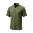 thumbnail image 4 of Maqroz Mens Fashion Tops Casual Short Sleeve Button Down Shirt Crinkle Texture Lightweight Vacation Holiday Resort Wear Essential, 4 of 7