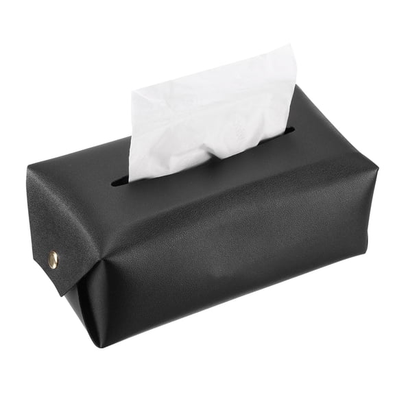 Tissue Box Cover with Button Rectangle Tissue Box Holder for Tabletop Bathroom(Black, 0.7 x 0.4 x 0.3 Inch)