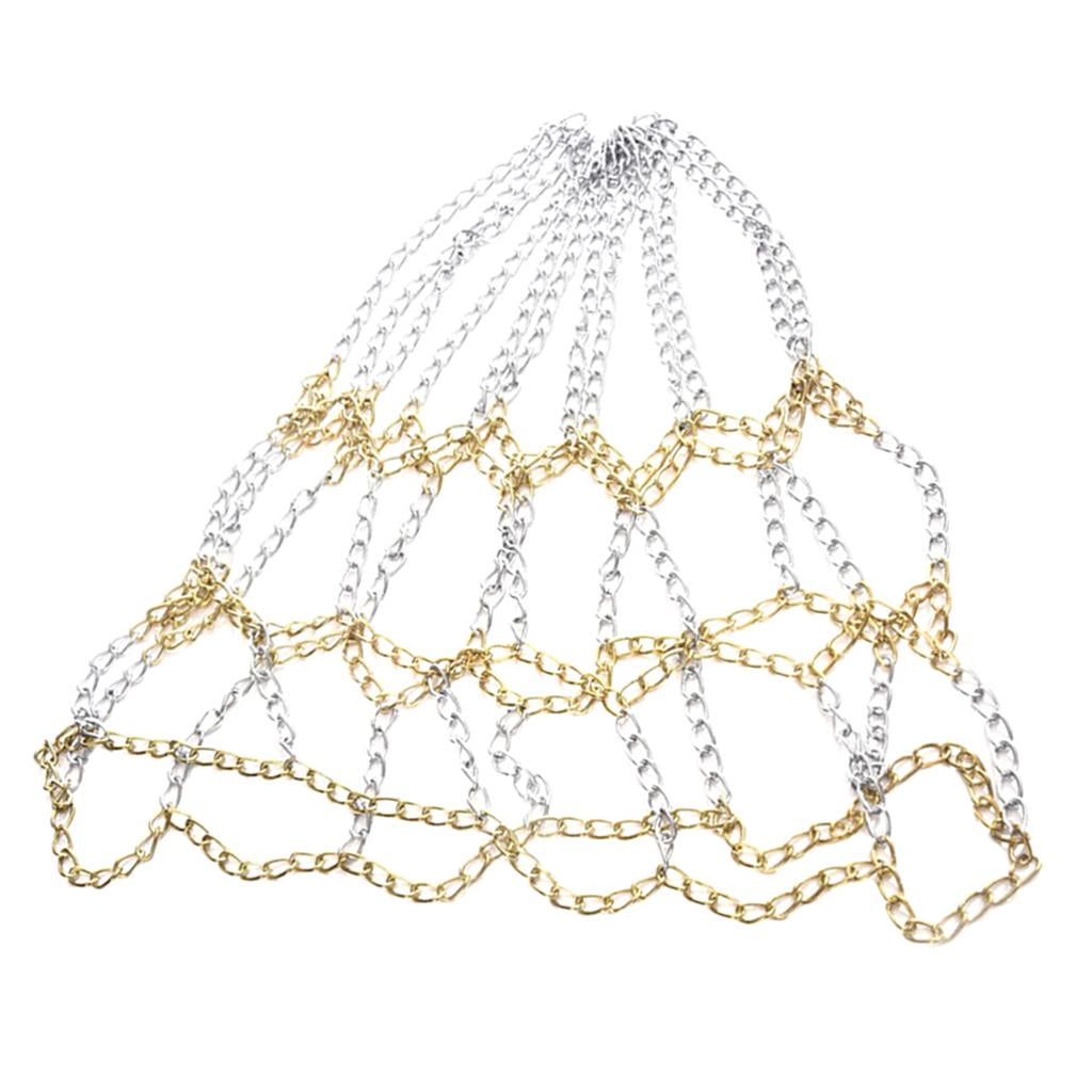 DimyFew 12-Loop Basketball Net Basketball Chain Net Zinc Plated Steel Indoor Outdoor Rim Aureate and Argent
