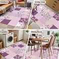 thumbnail image 5 of Area Rug for Living Room, Boho Purple Flowers Non-Slip Indoor Large Carpet for Bedroom/Dining Room, Spring Floral Botanical Patchwork Vintage Washable Low-Profile Floor Runner Rugs - 4 x 6 Ft, 5 of 8