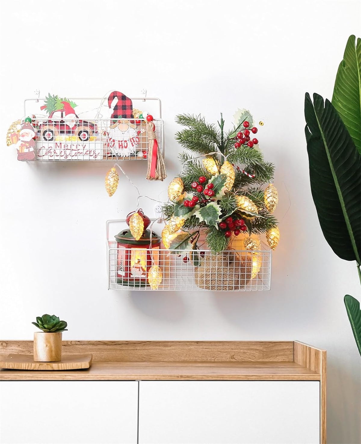 GIXUSIL 1Pack Hanging Wire Baskets Thickened Metal Wall Basket, Home Kitchen Storage Organizer for Cabinets & Closets, Bathroom, Pantry, Bedroom (White)