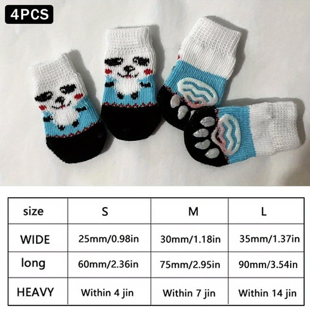 4PCS Pet Paw Protection Dog Socks For Pet Dog Small Cat Non-slip Pet Socks Christmas Gift Pattern