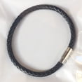 thumbnail image 3 of Brazalete Qarigey de cuero para hombre con hebilla de piedra imán de acero inoxidable trenzado, 3 of 6