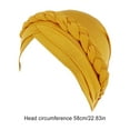 thumbnail image 4 of crativent Fashionable Turban Assorted Colors Elastic Comfortable Polyester Head Scarf Wraps Hair Bonnet Muslim Style for Women Yellow Standard 1Set, 4 of 6