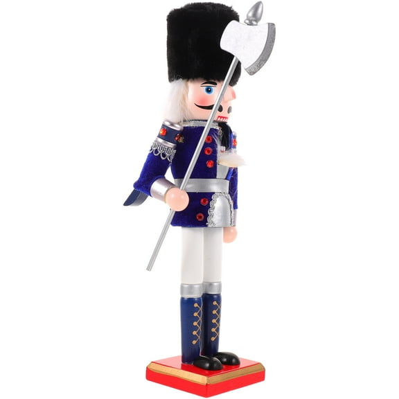 Raindrops Dark Blue Wooden Nutcracker Soldier Decor for Xmas Party Supplies and Home Use 7 Inch