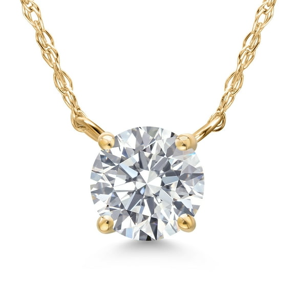 Gem Stone King 1.00 Ct IGI Certified Lab Grown Diamond Pendant Necklace for Women in 14K Yellow Gold | E-F Color | VS1-VS2 Clarity | Round Cut | With 18 inch Chain
