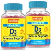 WellYeah Sugar Free Vitamin D3 10000 IU (250mcg) Extra Strength Gummies 2 Pack - Immune Booster, Bone and Teeth Support - Non GMO, Gluten Free, Nut Free, Vegetarian - Berry Flavor - 60 Gummies