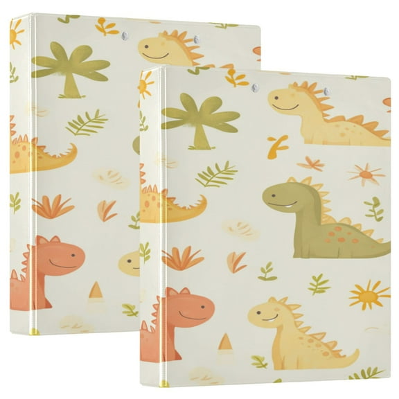 WOBOGO Cute Dinoscor File Folders Extra Large Capacity to Hold 200 Sheets of Documents Hard Shell Ring Binder for School Home Office