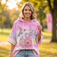 thumbnail image 6 of Women's Breast Cancer Awareness Hoodie in October We Wear Pink Shirts Drawstring Print 3/4 Sleeve Sweatshirts for Women, 6 of 7