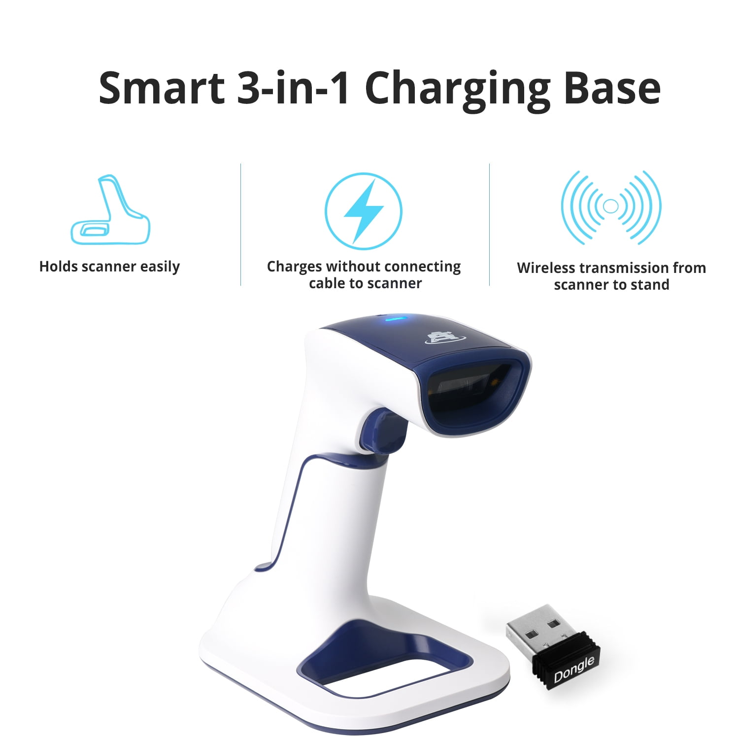 ScanAvenger SA3600 1D Wireless Barcode Scanner – Bluetooth, Wi-Fi, USB, Handheld/on-Counter