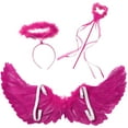 thumbnail image 2 of TiaoBug Angel Feather Wings with Headband Fairy Stick Accessory Set for Themed Party Fancy Dress-up Rose Red L, 2 of 3
