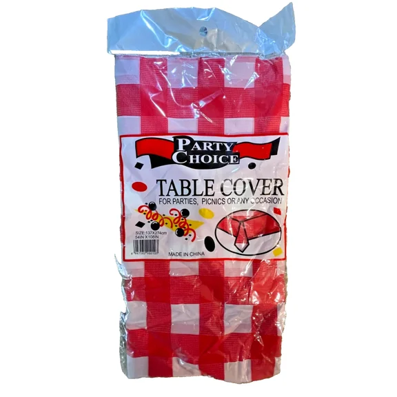 Party Choice Plastic Table Cover 54 X 108 Red & White Checked