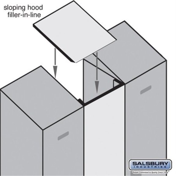 Sloping Hood Filler - In-Line - 15 Inches Wide - for 24 Inch Deep Designer Wood Locker - Blue