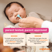 Oogiebear 2 Pack Booger and Ear Wax Picker with Case, Safe for Newborns, Orange/Blue