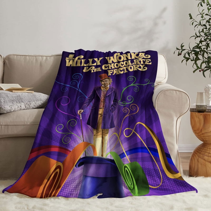 Wonka Anti Pilling Flannel Blanket Gifts for Fans Lover Girls Boys Women Present Hoodie Him Bed 60"x80"