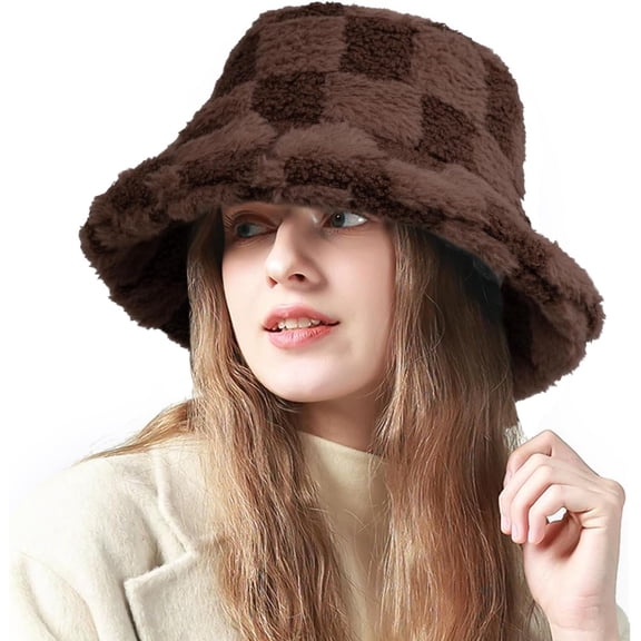 Faux Bucket Hat Winter Warm Hat for Women Men