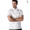 thumbnail image 3 of Cocina Chef Abrigos de doble pechuga de manga corta Ropa de trabajo Cocina Chefs desgaste Cocinero Trabajos Ropa para restaurante Hotel Uso Blanco L Eigraketly HA011666-07, 3 of 7