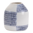 thumbnail image 2 of Melrose Etched Checker Ceramic Bud Vase - 6.5" - White and Blue - Set of 2, 2 of 4