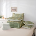 thumbnail image 6 of Feelyou Hippie Aztec Adult Bedding Comforter Set 7 Pieces, Vintage Green Abstract Stripes Full Bedding Set, Bohemian Western Style Reversible Fitted Sheet Flat Sheet, Lightweight Room Decor, 6 of 8